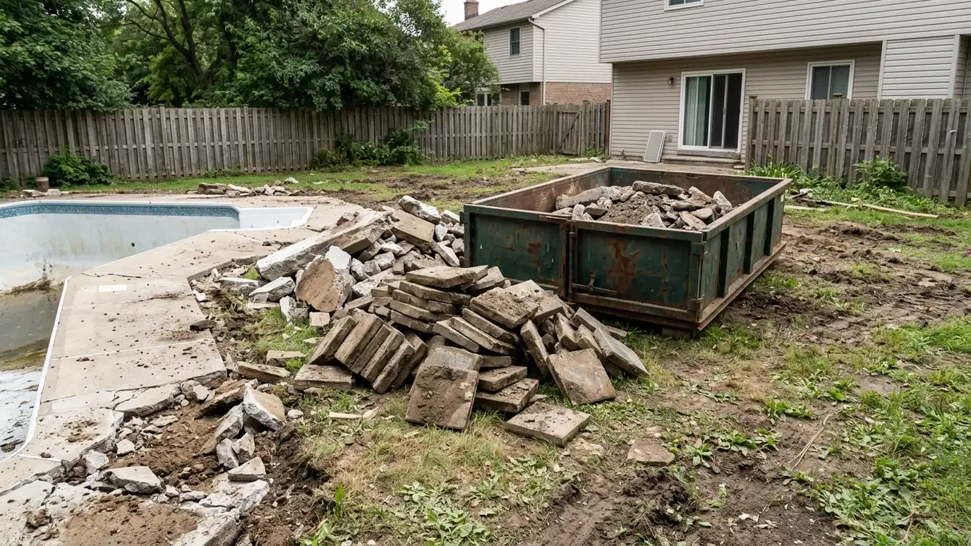 Pool Removal and Hardscape Dumpsters in Nashville and Middle Tennessee